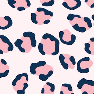 Leopard Print - Tejido rosa y marino de Evelyn Greer Fabrics - Algodón/ Poliéster/ Jersey/ Lienzo/ Impreso Digital