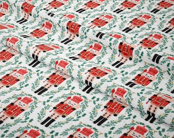 Nutcracker fabric red and green christmas fabric by Andrea Lauren - Cotton/ Polyester/ Jersey/ Canvas/ Digital Printed