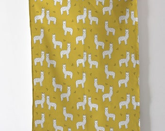 Alpaca (Tea Towel) Mustard Yellow By Andrea Lauren