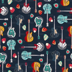 Rockabilly Rock stof *Large Scale* - by Gingerlique - Katoen/ Polyester/ Jersey/ Canvas/ Digitaal Bedrukt
