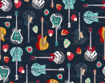 Rockabilly Rock fabric *Large Scale* - by Gingerlique - Cotton/ Polyester/ Jersey/ Canvas/ Digital Printed