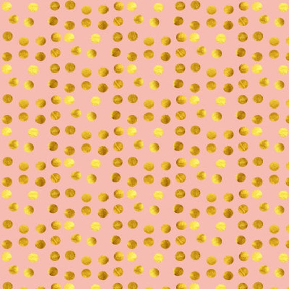 Gold Polka Dots Pink Background Fabric by Bruxamagica - Etsy