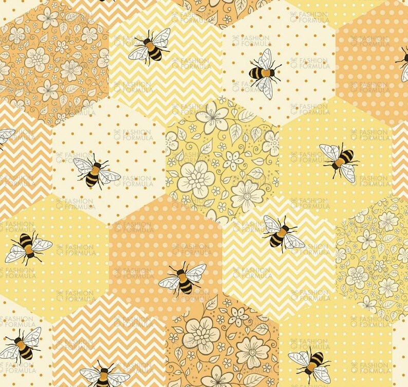 Patchwork Bees fabric by Hazel_Fisher_Creations Algodón/ Etsy España