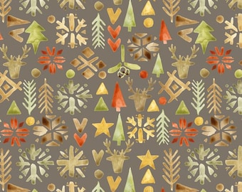 Winter Scandinavian Forest fabric by Faenkova - Cotton/ Polyester/ Jersey/ Canvas/ Digital Printed