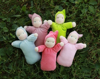 6 inch Velour Pocket Doll, Natural Fiber, Hand-Sized Doll, Waldorf, Steiner