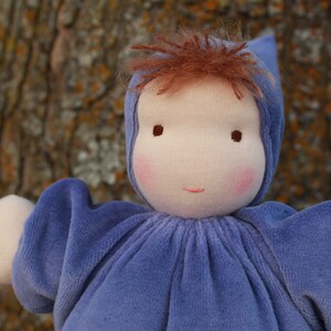 10 inch Velour Waldorf Cuddle Doll, First Doll, Soft Doll, Natural Fiber Doll, Steiner, Boy Doll Lavender, fair