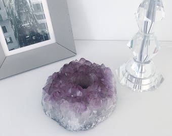 Amethyst Candle Holder. T-Light Holder. Chic Boho Decor