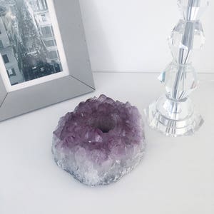 Amethyst Candle Holder. T-Light Holder. Chic Boho Decor image 1