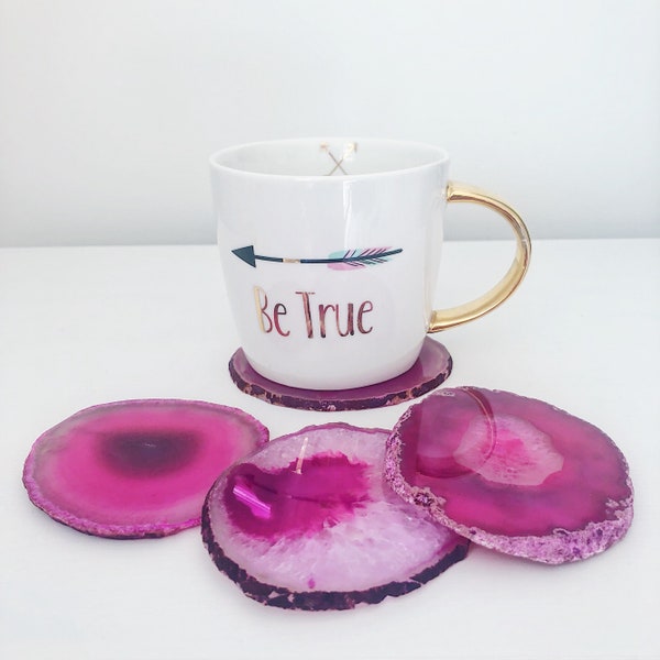 Agate Coaster in Pink. Drink Coasters. Coaster Set. Boho Decor. Mindfulness Gift. Desk Accessories. Coffee Table Decor. Drink Coasters.