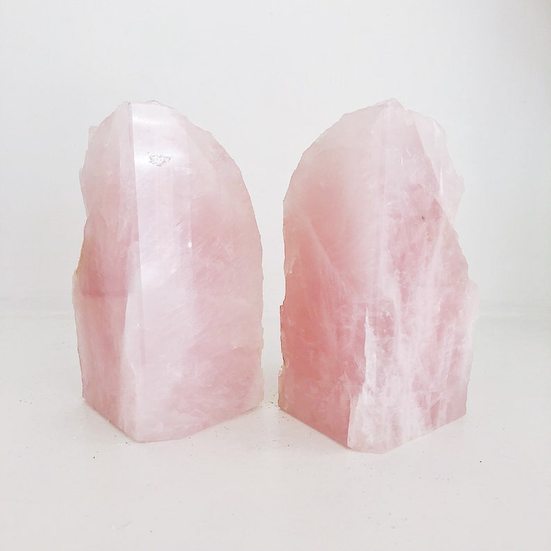 Rose Quartz Bookends. Geode Bookends. Pink. Crystal Bookends. Etsy