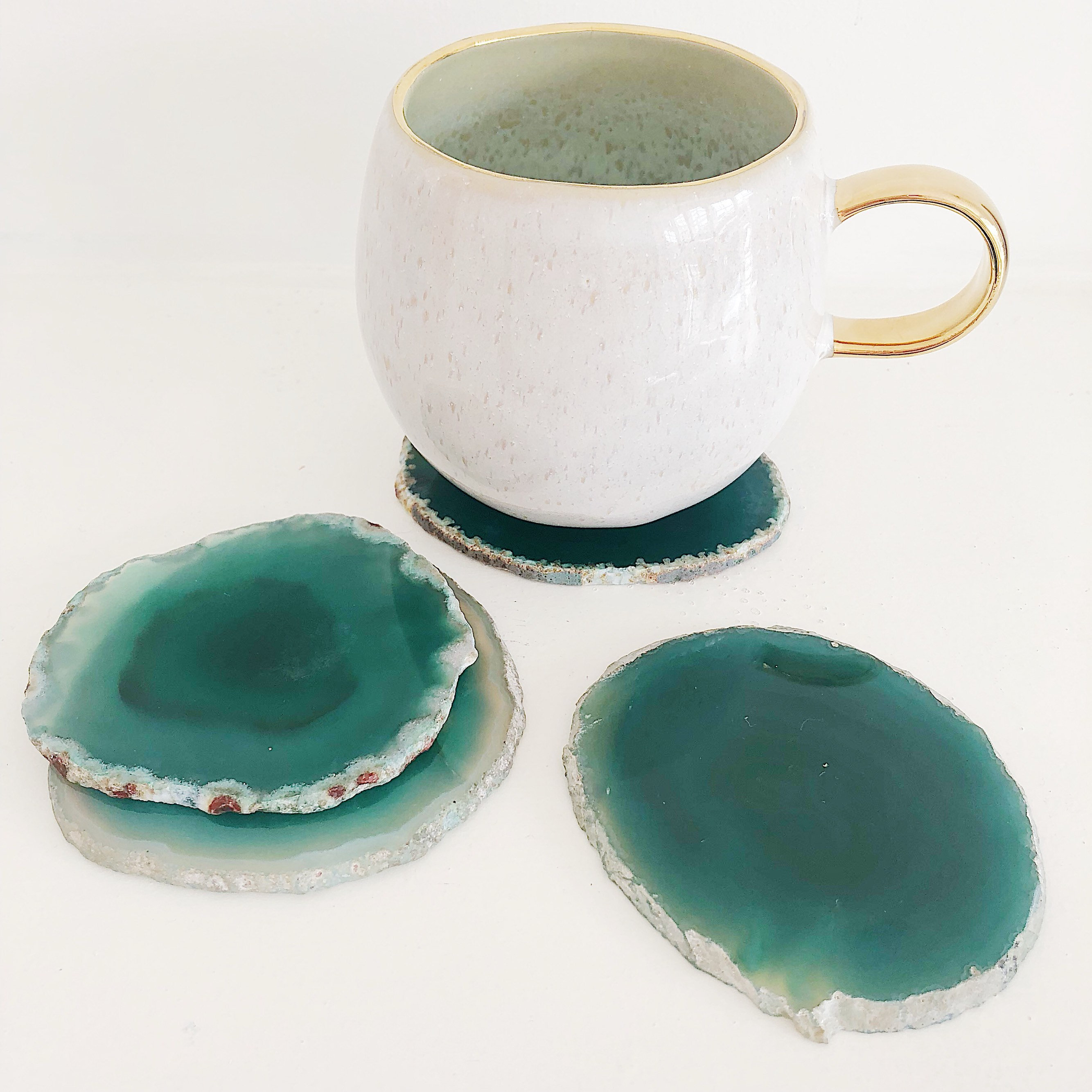 Agate Coaster in Green. Agate Coasters. Crystal Coasters. Etsy