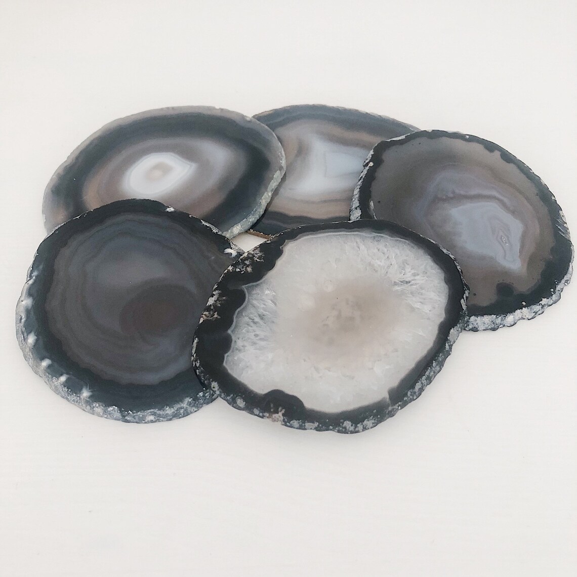 Agate Coasters. Drinks Coasters. Agate Slice. Coaster Set. Etsy