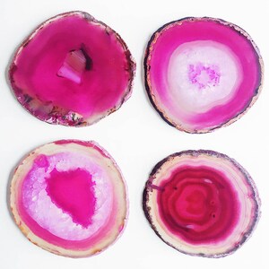 Pink Agate Drinks Coaster. Agate Slice. Boho Homeware. image 3