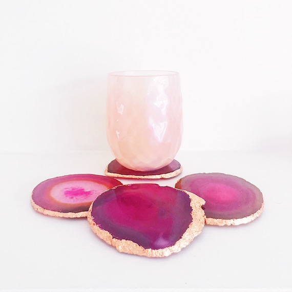 Pink and gold color burst coasters