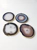 Gold Leaf Gilded Agate Drinks Coaster in Natural / Dark Grey. Luxury Boho Homeware. Gold Leaf Edging