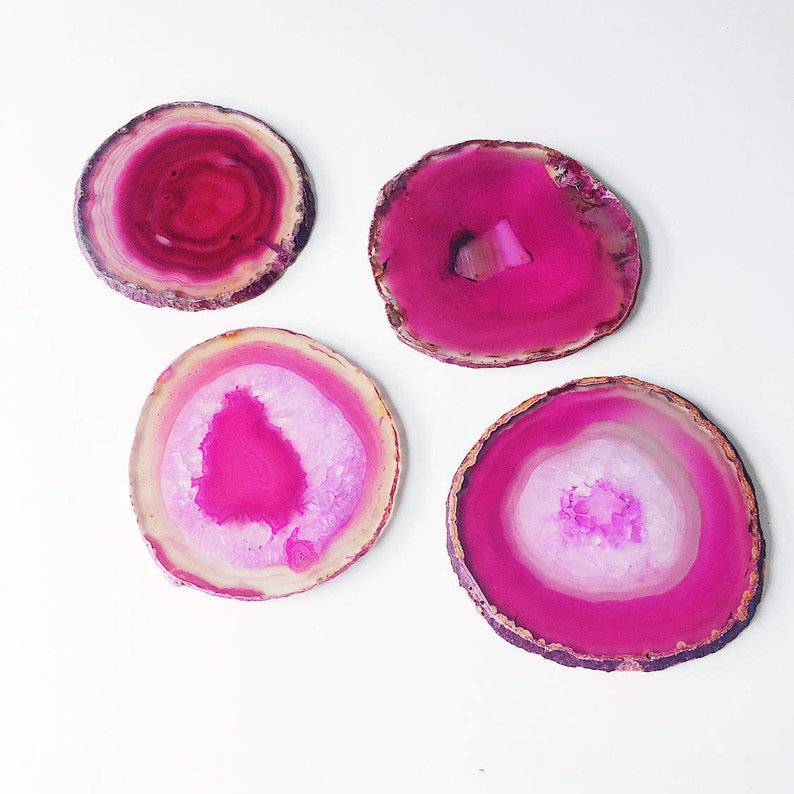 Pink Agate Drinks Coaster. Agate Slice. Boho Homeware. image 2