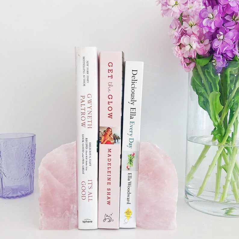 Rose Quartz Bookends. Geode Bookends. Pink. Crystal Bookends. Etsy