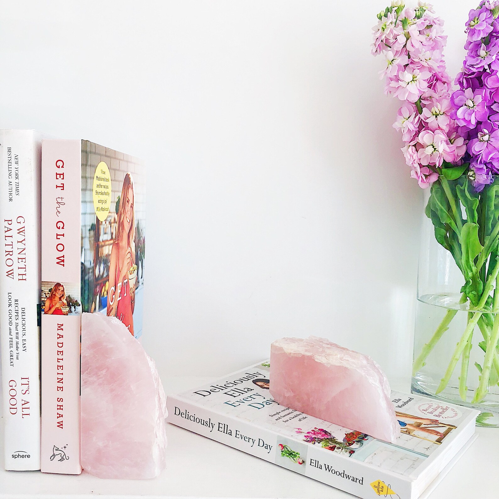 Rose Quartz Bookends. Geode Bookends. Pink. Crystal Bookends. Etsy