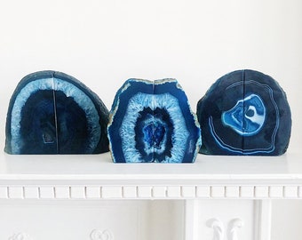 Blue Agate Bookends. Luxury Boho Homeware