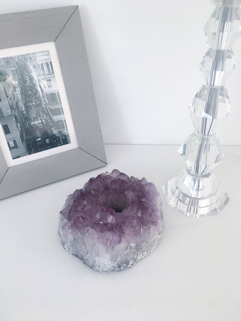 Amethyst Candle Holder. T-Light Holder. Chic Boho Decor image 1