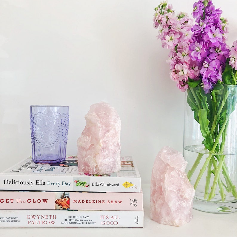 Rose Quartz Bookends. Geode Bookends. Pink. Crystal Bookends. Etsy