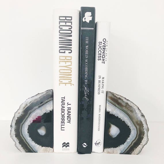 Black agate bookends outlet