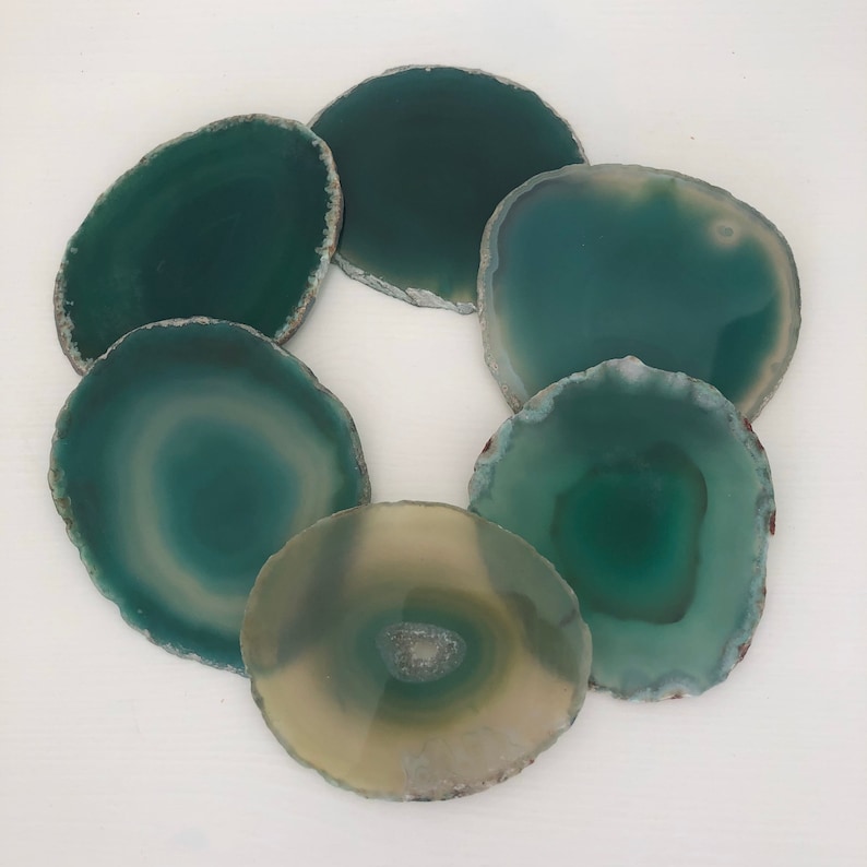 Agate Coaster in Green. Agate Coasters. Crystal Coasters. Etsy