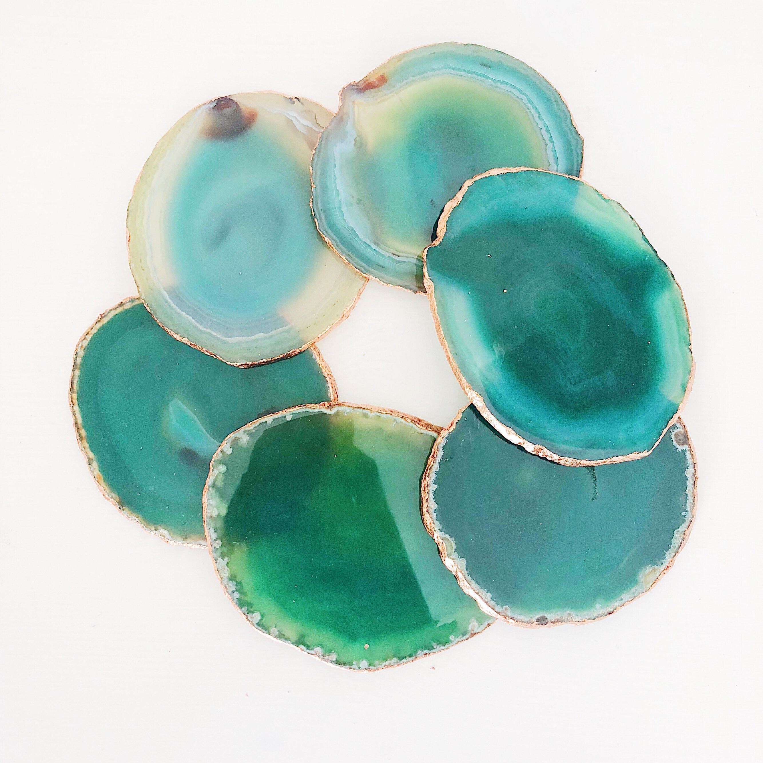 Green Agate Coaster With Copper / Rose Gold Edge. Agate Slice. Etsy UK