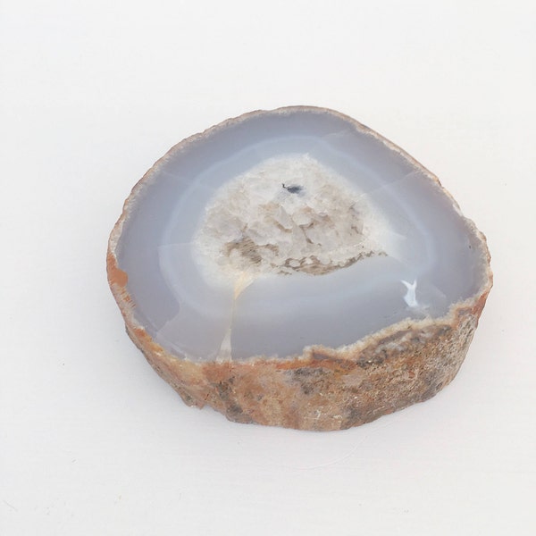 Chunky Natural Grey Agate Slice / Drinks Coaster / Paperweight. Luxury Boho Homewear.