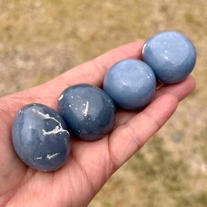 Angelite, Pebbles, 1-1.5&quot; Chunky, Tumbled, Blue Anhydrite