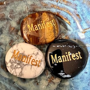 Manifest Word Stone; Rose Quartz, Howlite, Obsidian, Snowflake Obsidian, Red Jasper, Aventurine, Tiger Eye, Quartz