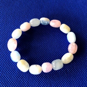 Morganite Bracelet, 10-15 mm Nuggets, Pastal Beryl; Stretchy; Approx. 7 inches
