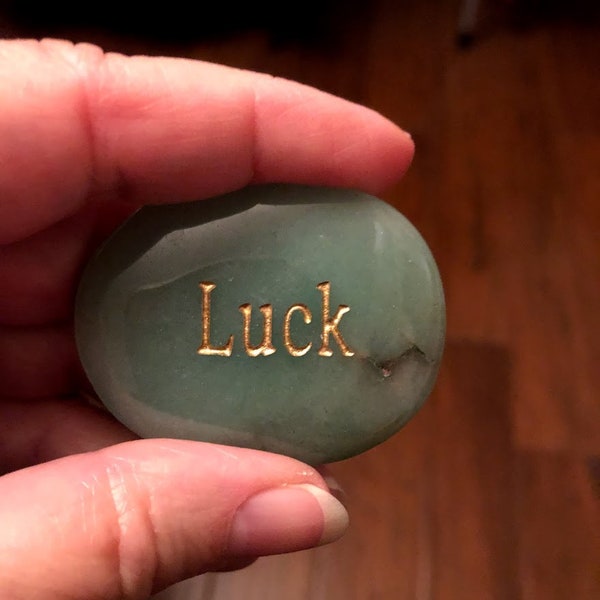 Luck Word Stone, Pocket Stone, Aventurine, Quartz, Red Jasper, Tiger Eye, Howlite, Rose Quartz, Snowflake Obsidian, Obsidian