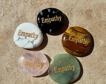 Empathy Word Stone, Engraved Pocket Stone, Reiki Charged Crystal, Compassion Stone, Healing Gift, Meditation