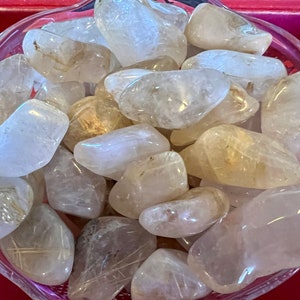 Rutilated Quartz, with Gold and/or Black Rutile, S/M/L/XL, Tumbled