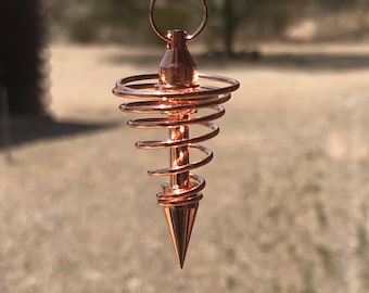 Copper Plated Spiral Pendulum, Copper Vortex Pendulum, Dowsing Pendulum, Divination, Crystal Healing, Increased Energy