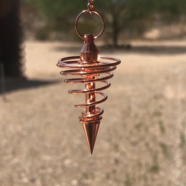 Copper Plated Spiral Pendulum, Copper Plated Vortex Pendulum, Dowsing Pendulum, Divination, Crystal Energy Work