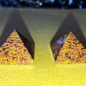 Arabic Stone Pyramid, 1&quot;; Ancestral Altar, Travel Amulet; Sanskrit Jasper, Elephant Skin Jasper, Calligraphy Stone, Miriam Stone