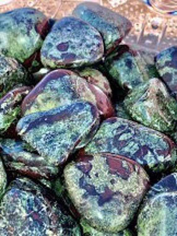 Dragon’s Blood Jasper, Tumbled, S M L XL, Green Red Stone, Dragon Stone, Reiki Blessed, Courage and Strength, Heart Chakra Crystal