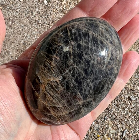 Black Moonstone Palm Stone, Choose Size, Reiki Charged, New Moon Energy, Intuition Stone, Sacral Chakra, Emotional Balance