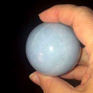 Angelite Sphere, with Acrylic Stand, Choose Between 42-53 mm