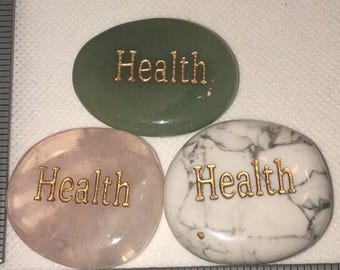 Health Word Stone, Choose Your Crystal, Reiki Charged, Pocket Stone, Meditation Stone, Altar Stone, Spiritual Gift, Wellness and Healing