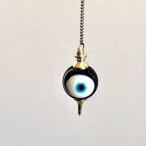 Evil Eye Pendulum; Cobalt Blue and White; Turkish Lucky Eye Talisman, Protective Amulet; Spiritual Protection; Divination; Energy healing