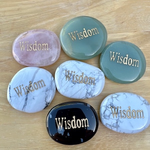 Wisdom Word Stones, Pocket Stone, Aventurine, Red Jasper, Obsidian, Howlite, Snowflake Obsidian, Tiger Eye, Rose Quartz