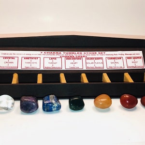 7 Chakra Stone Set, boxed, Chakra Crystal Kit, Stones: Quartz, Amethyst, Lapis, Aventurine, Golden Quartz, Carnelian, Red Jasper