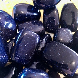 Blue Goldstone, S/M/L, Tumbled, Man-made; Choose Grade A or B