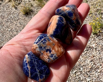 Sunset Sodalite, Tumbled, S, M, L, XL, Reiki-Charged, Intuition and Confidence
