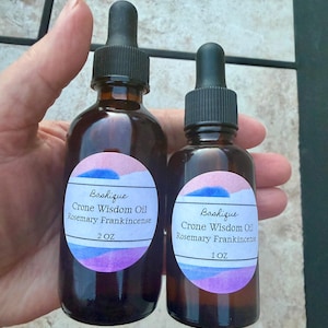 Rosemary Frankincense Oil, Handcrafted, Crone Wisdom Oil, Reiki, Crystal and Full Moon Charged, Meditation, Ritual, Protection, Self-care
