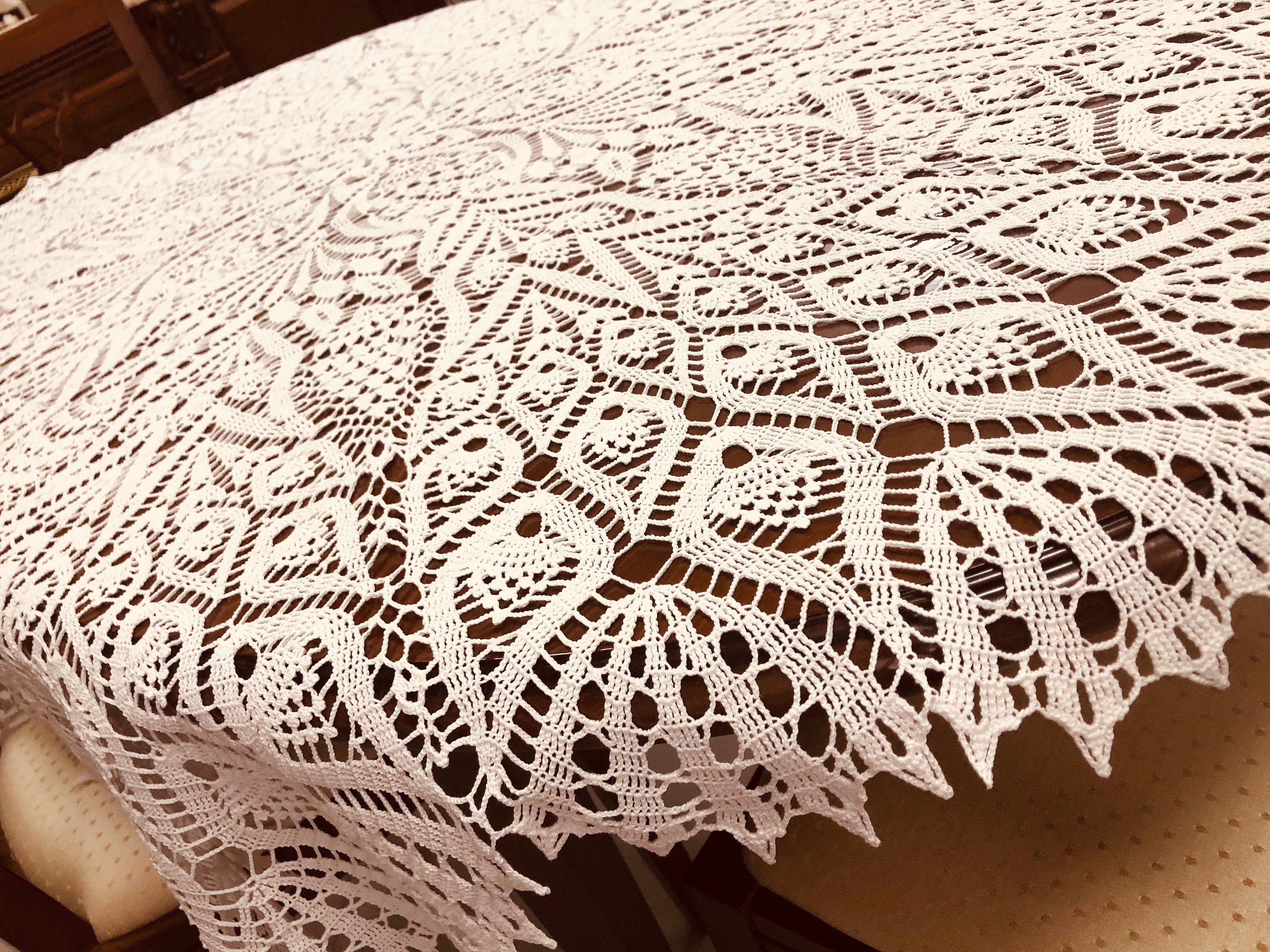 Crochet Tablecloth White Lace Doily Tablecloth Large Etsy