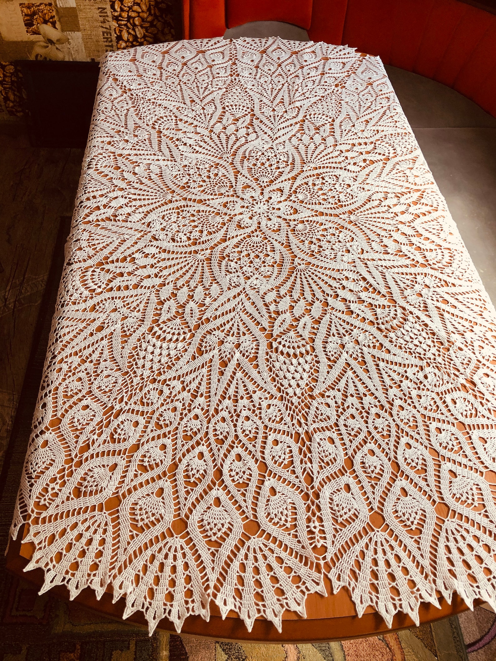 Crochet Tablecloth White Lace Doily Tablecloth Large Tablecloth Round